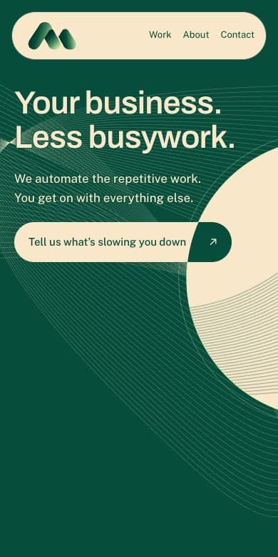 The same homepage adapted to a narrow mobile screen.